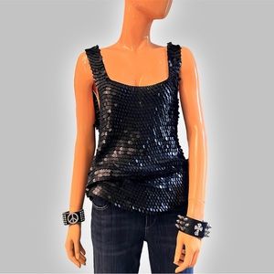COLETTE MORDO 90s Mermaid Paillettes Crochet Tank